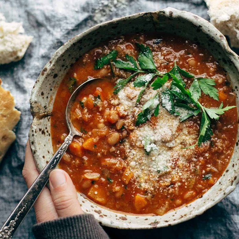 Instant pot Minestrone in a bowl.